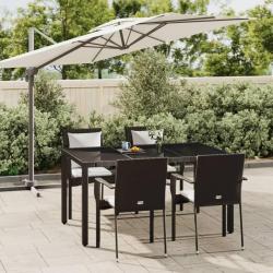 Ensemble &agrave; manger de jardin coussins 5pcs Noir R&eacute;sine tress&eacute;e