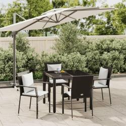 Ensemble &agrave; manger de jardin coussins 5pcs Noir R&eacute;sine tress&eacute;e