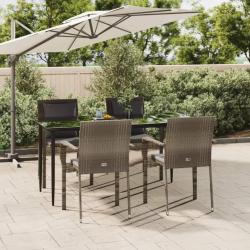 Ensemble &agrave; manger de jardin coussins 5 pcs noir et gris