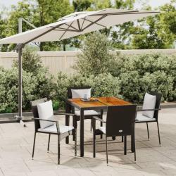 Ensemble &agrave; manger de jardin coussins 5pcs Noir R&eacute;sine tress&eacute;e