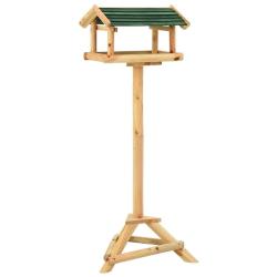 Mangeoire &agrave; oiseaux et support 37x28x100cm Bois de sapin massif