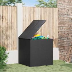 Bo&icirc;te &agrave; coussins de jardin R&eacute;sine tress&eacute;e 100x97,5x104 cm Noir