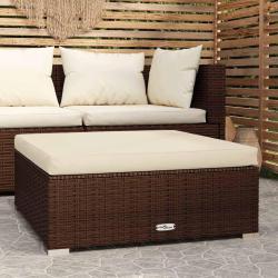 Repose-pied de jardin coussin Marron 70x70x30 cm R&eacute;sine tress&eacute;e