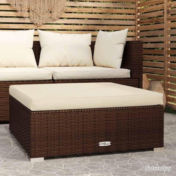 Repose-pied de jardin coussin Marron 70x70x30 cm R�sine tress�e