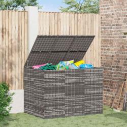 Bo&icirc;te &agrave; coussins de jardin R&eacute;sine tress&eacute;e 145x100x103 cm Gris