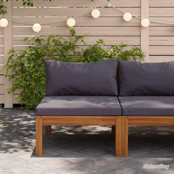 Canap� central sectionnel et coussins gris fonc� Bois d'acacia
