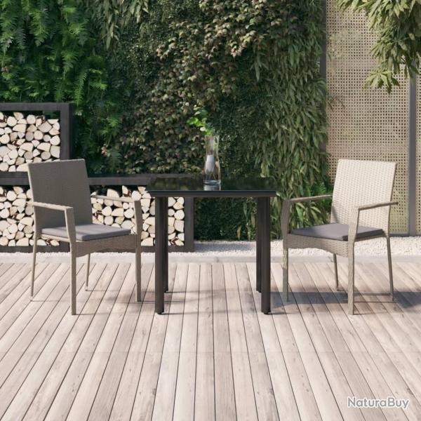 Ensemble � manger jardin 3pcs avec coussins noir et gris