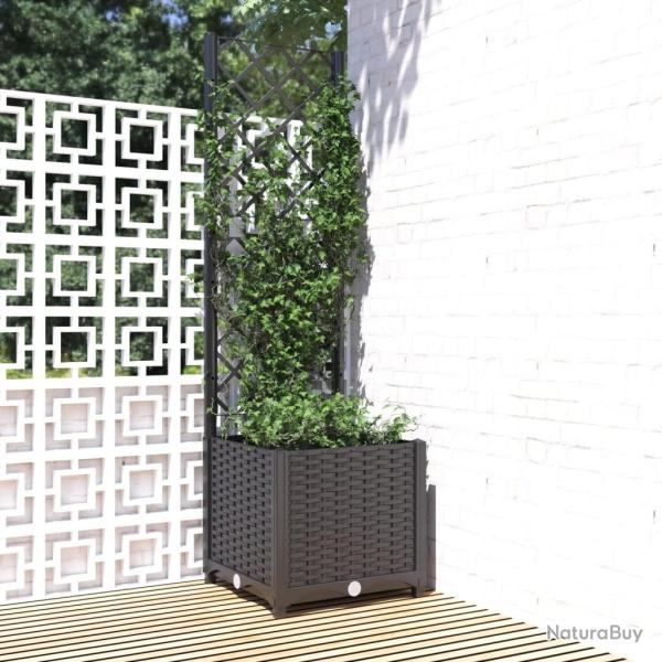 Jardini�re de jardin avec treillis Noir 40x40x136 cm PP