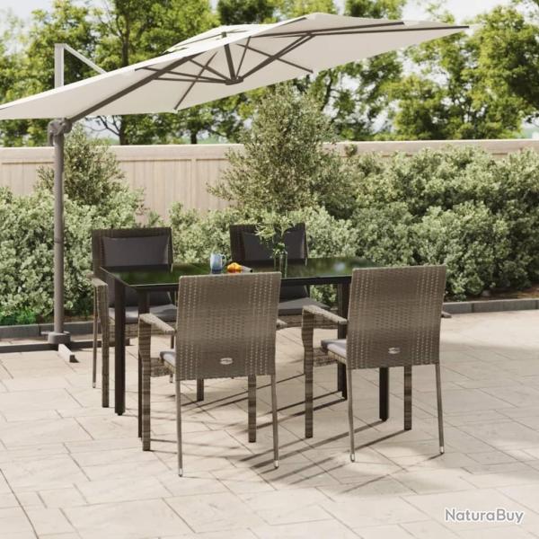 Ensemble � manger de jardin coussins 5 pcs noir et gris