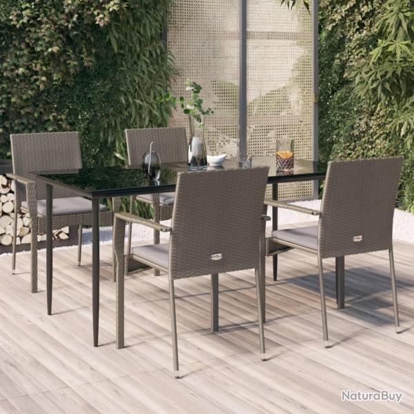 Ensemble � manger de jardin coussins 5 pcs noir et gris