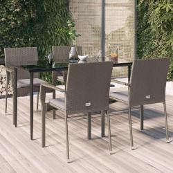 Ensemble &agrave; manger de jardin coussins 5 pcs noir et gris