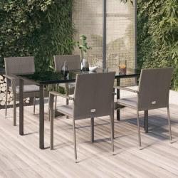 Ensemble &agrave; manger de jardin coussins 5 pcs noir et gris