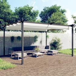 Tonnelle de jardin avec toit r&eacute;tractable 4x3 m Cr&egrave;me