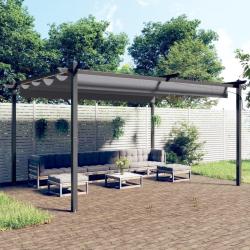 Tonnelle de jardin avec toit r&eacute;tractable 4x3 m Anthracite