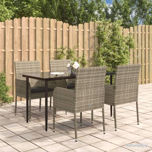 Ensemble � manger de jardin coussins 5 pcs noir et gris
