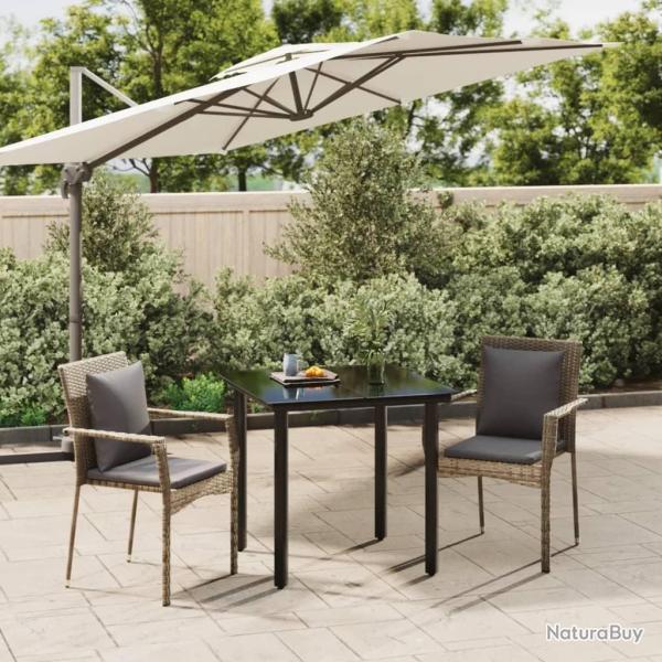 Ensemble � manger jardin 3pcs avec coussins noir et gris