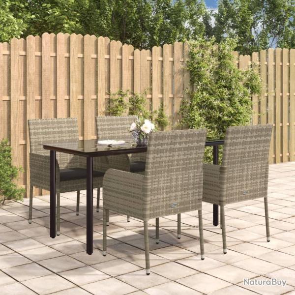 Ensemble � manger de jardin coussins 5 pcs noir et gris