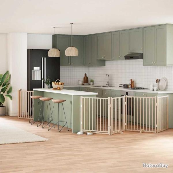 Barri�re pour chien porte pliable 12 panneaux bois de peuplier