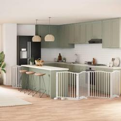 Barri&egrave;re pour chien porte pliable 10 panneaux bois de peuplier