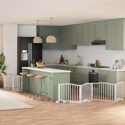 Barri&egrave;re pour chien porte pliable 12 panneaux bois de peuplier