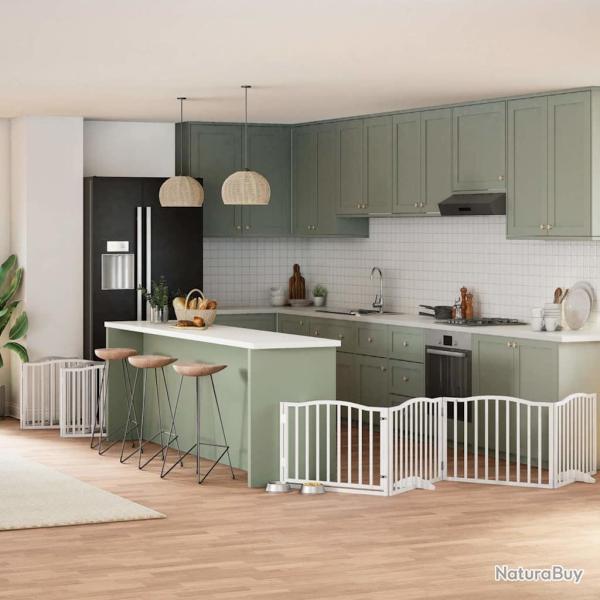 Barri�re pour chien porte pliable 12 panneaux bois de peuplier