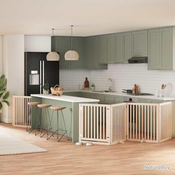 Barri�re pour chien porte pliable 8 panneaux bois de peuplier