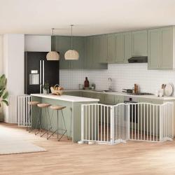 Barri&egrave;re pour chien porte pliable 12 panneaux bois de peuplier