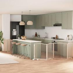 Barri&egrave;re pour chien porte pliable 10 panneaux bois de peuplier