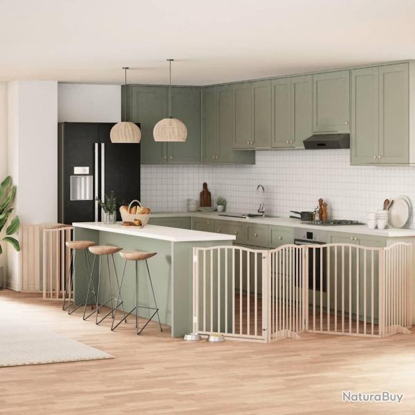 Barri�re pour chien porte pliable 10 panneaux bois de peuplier