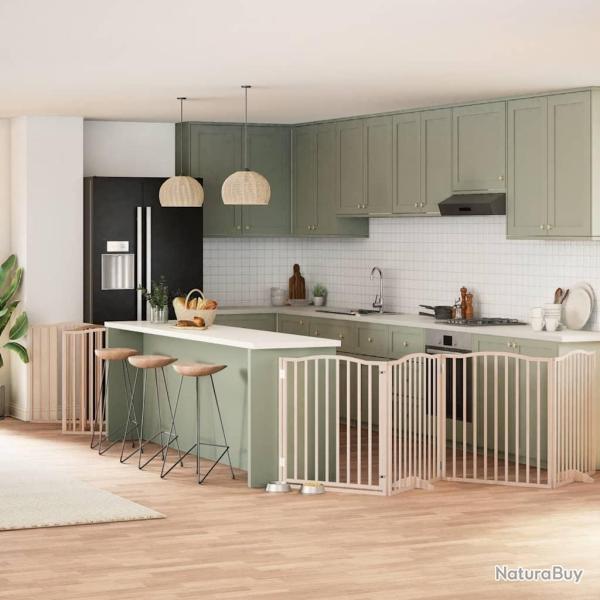 Barri�re pour chien porte pliable 12 panneaux bois de peuplier