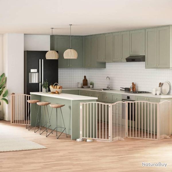 Barri�re pour chien avec porte pliable 6 panneaux bois peuplier