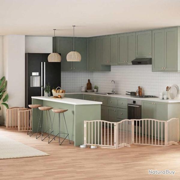 Barri�re pour chien porte pliable 12 panneaux bois de peuplier