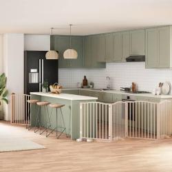 Barri&egrave;re pour chien porte pliable 8 panneaux bois de peuplier