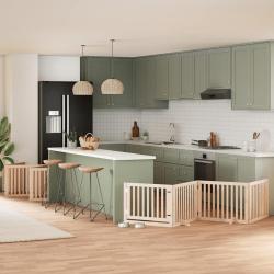 Barri&egrave;re pour chien porte pliable 12 panneaux bois de peuplier