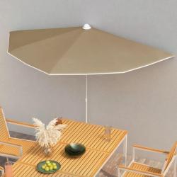 Demi-parasol de jardin avec m&acirc;t 180x90 cm taupe