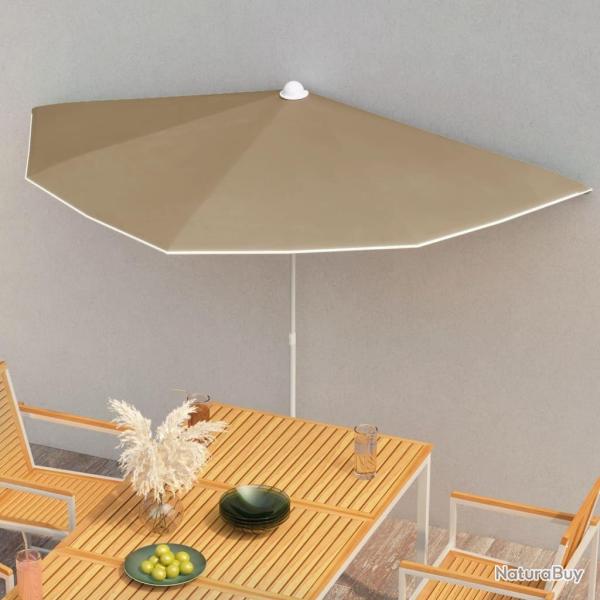 Demi-parasol de jardin avec m�t 180x90 cm taupe