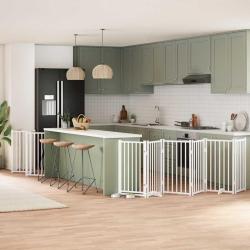 Barri&egrave;re pour chien porte pliable 12 panneaux bois de peuplier