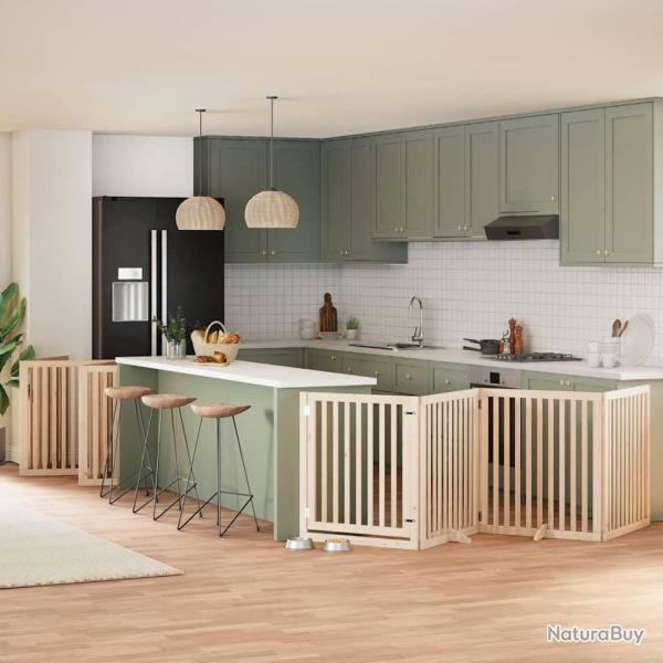 Barri�re pour chien porte pliable 10 panneaux bois de peuplier