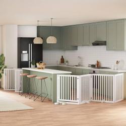 Barri&egrave;re pour chien porte pliable 10 panneaux bois de peuplier