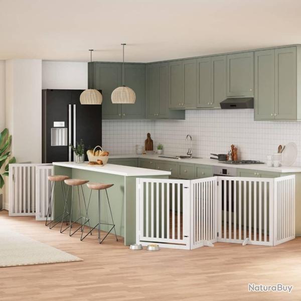 Barri�re pour chien porte pliable 10 panneaux bois de peuplier