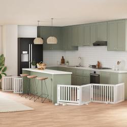 Barri&egrave;re pour chien porte pliable 10 panneaux bois de peuplier