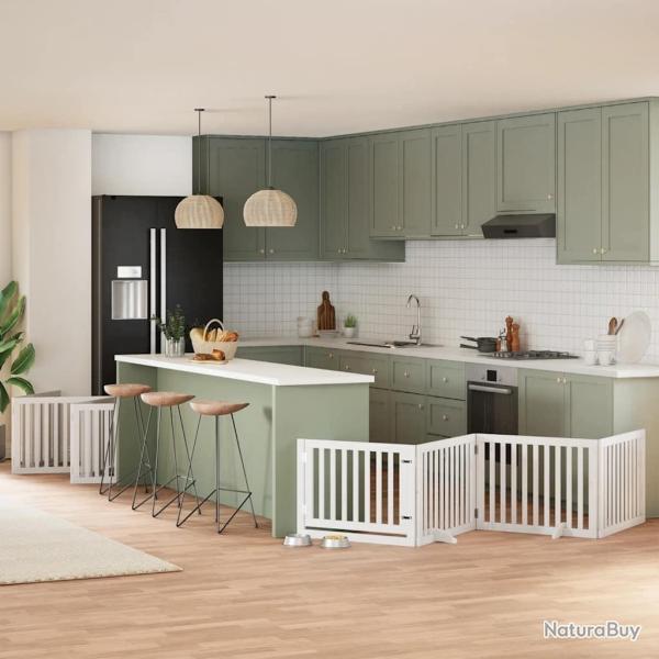 Barri�re pour chien porte pliable 10 panneaux bois de peuplier