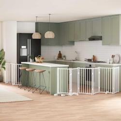 Barri&egrave;re pour chien porte pliable 15 panneaux bois de peuplier