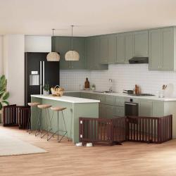 Barri&egrave;re pour chien porte pliable 10 panneaux bois de peuplier