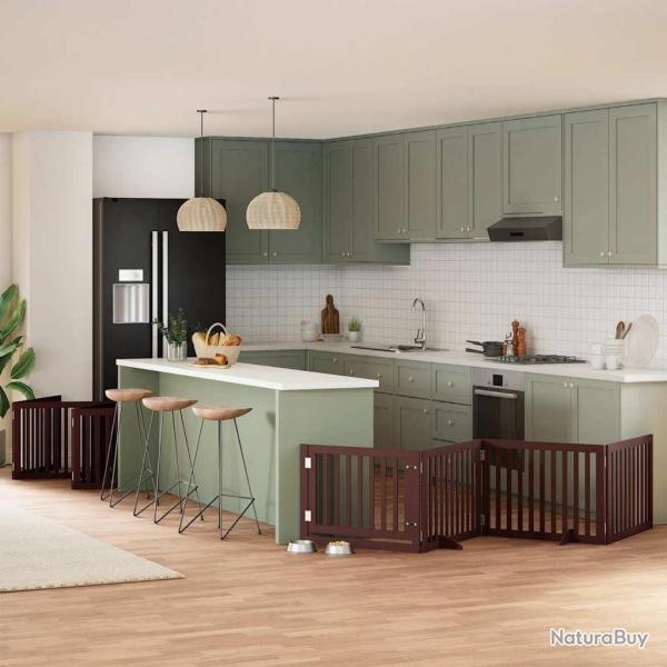 Barri�re pour chien porte pliable 10 panneaux bois de peuplier