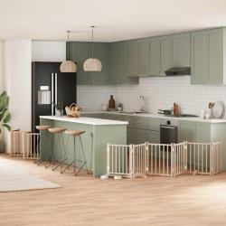 Barri&egrave;re pour chien porte pliable 15 panneaux bois de peuplier