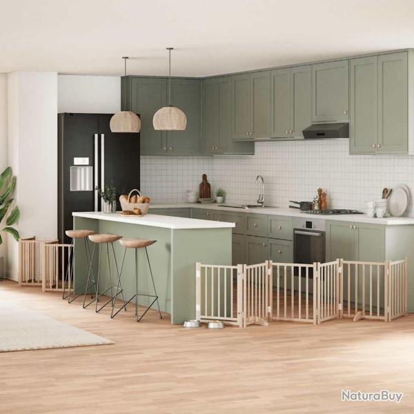 Barri�re pour chien porte pliable 15 panneaux bois de peuplier