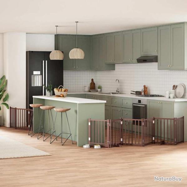 Barri�re pour chien porte pliable 9 panneaux bois de peuplier