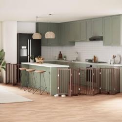 Barri&egrave;re pour chien porte pliable 15 panneaux bois de peuplier