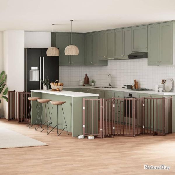 Barri�re pour chien porte pliable 15 panneaux bois de peuplier